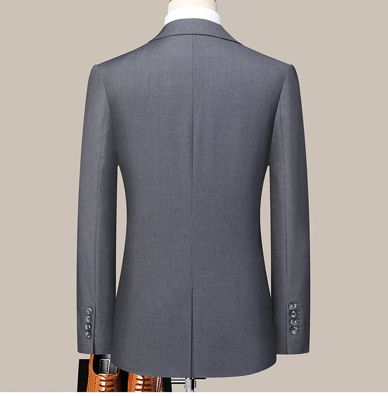 Men's Slim Fit Two-Button Wedding Suit Korean Style Business Formal Two-Piece Set with Trousers High-Quality 2025