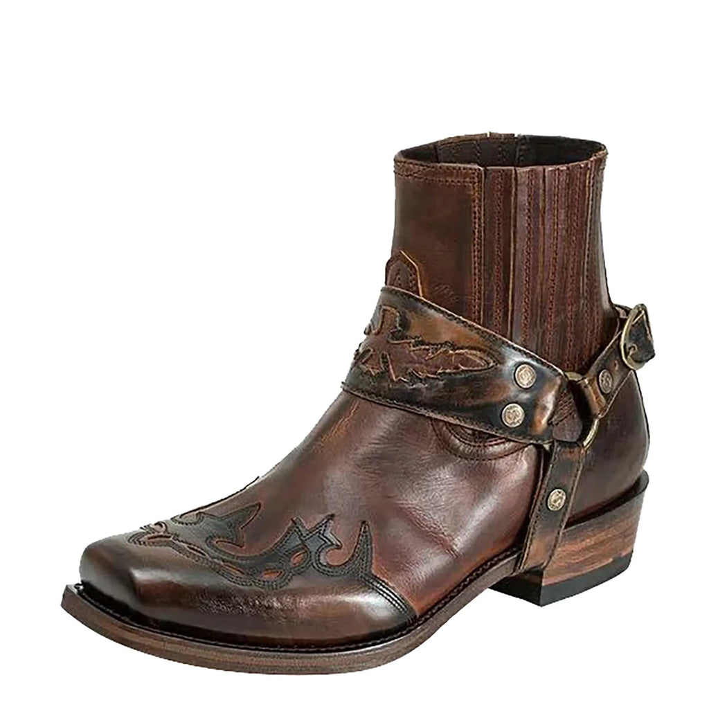 Retro Square Toe Cowboy Short Boots