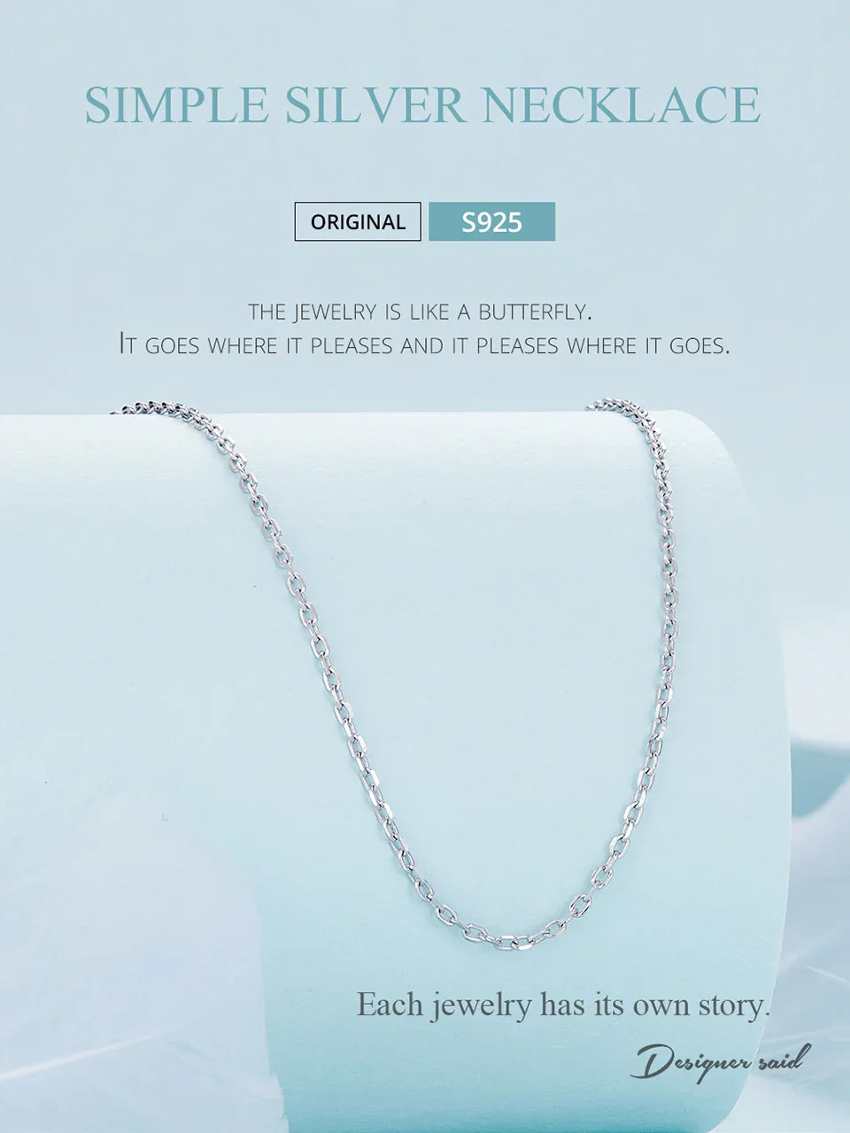 925 Sterling Silver Lobster Clasp Adjustable Necklace Basic Chain Link Simple Fine Jewelry for Women Birthday Gift SCA018