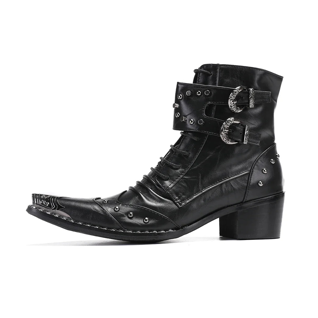 Mens Black Spike Party Shoes