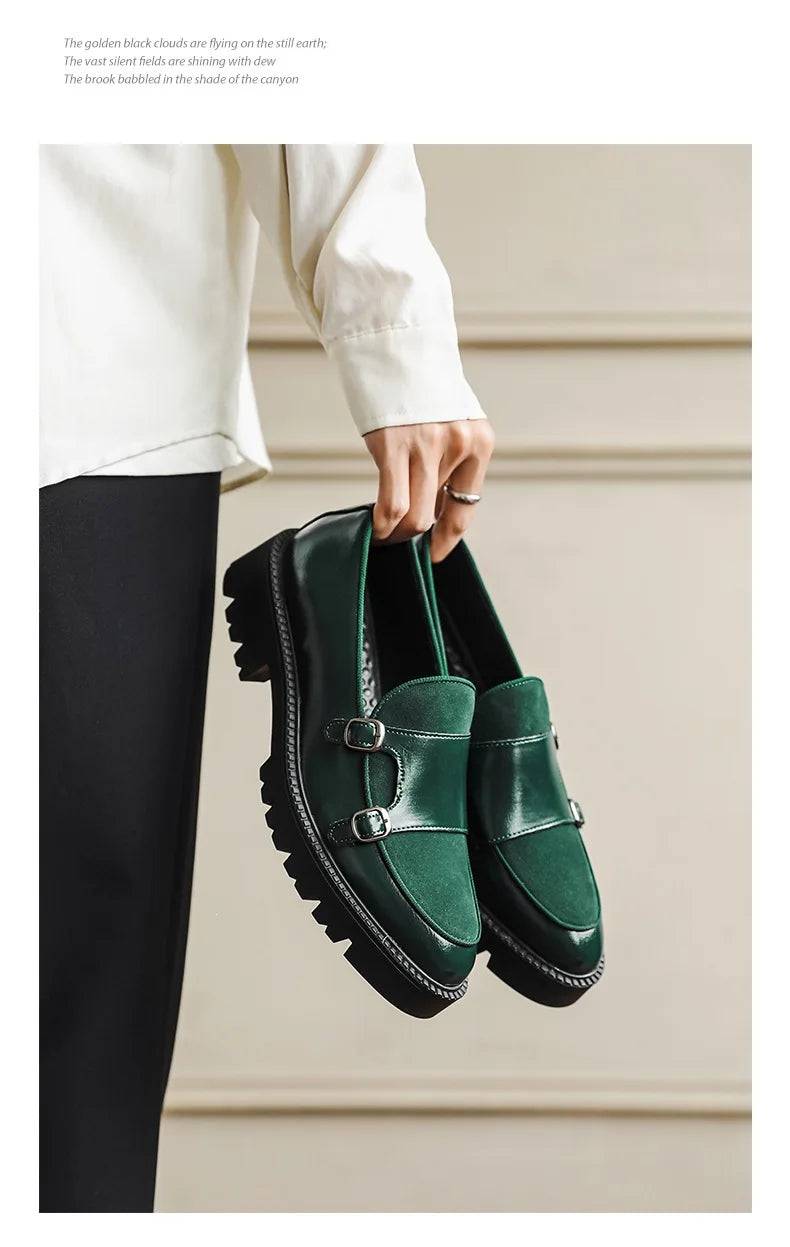 New Buckle Designer Big Size Loafers For Man Spring Autumn Business Leather Platform Shoes Male Fashion Casual Elegant Shoes Man