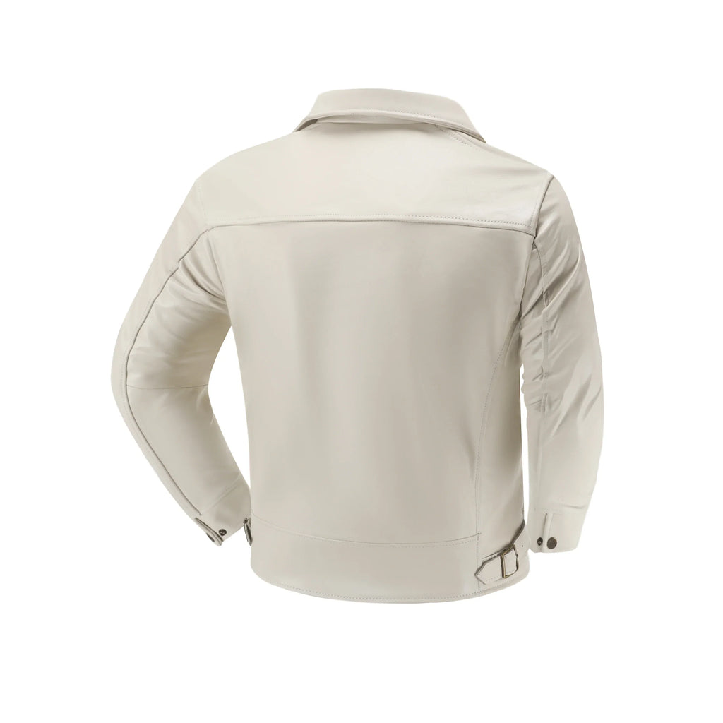 Men's Genuine Leather Jacket White Lapel Calfskin Jacket Natural Cowhide Men's Coat Slim Fit Top Layer Cowhide Biker Jacket
