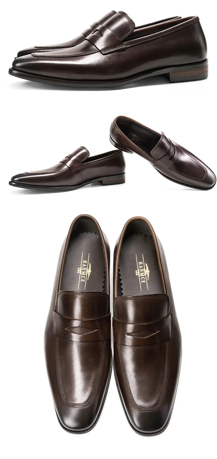 Men's Genuine Leather Shoes Loafer Handmade Shoes Antiskid Elegant Gentleman Oxford Shoes Simple British Style Wedding Shoes