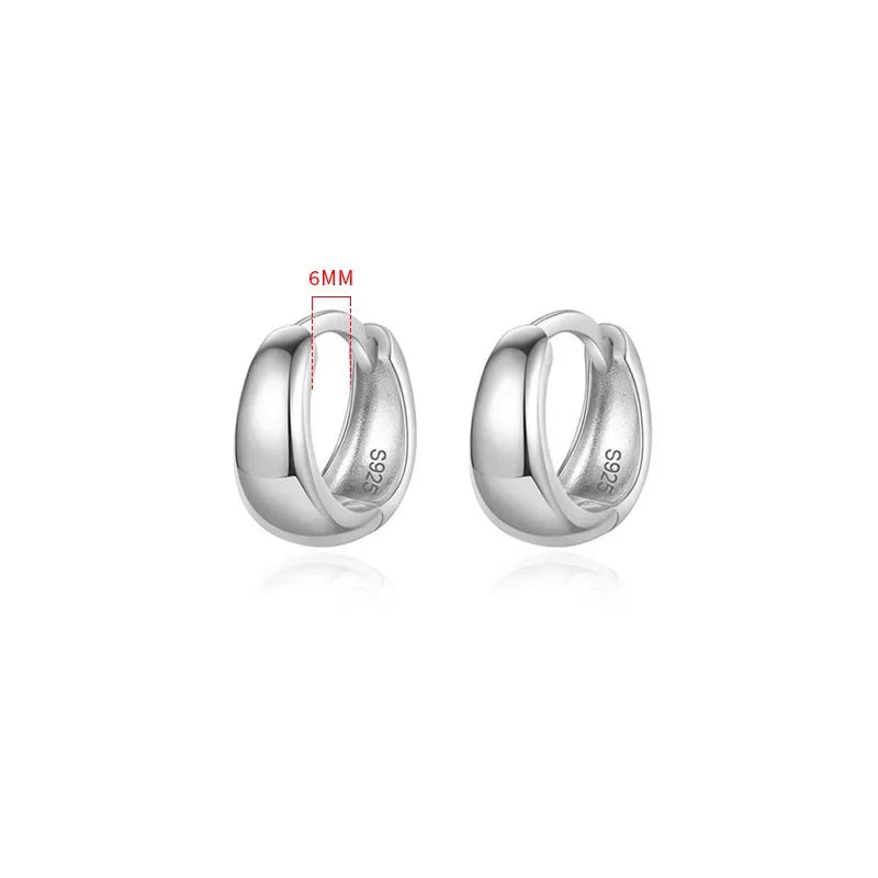 Real 925 Sterling Silve Fashion Inside Diameter 6 7 8 9 10mm Hoop Earrings For Women Men Personality Jewelry DG0132