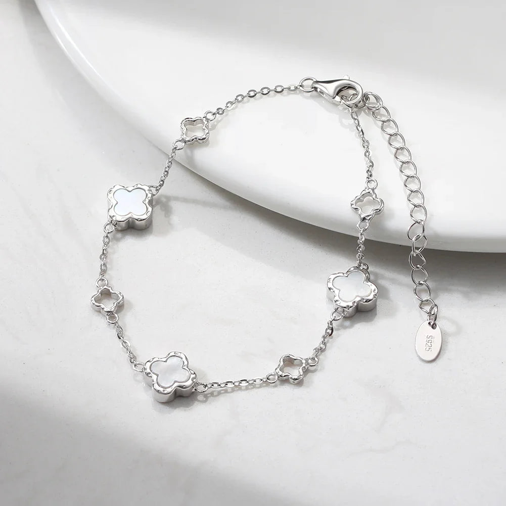925 Silver Four Flowers Clover Luxury Hollow Clover Chain Necklace Banquet Party Gift Neck Jewelry Accessories GMN61