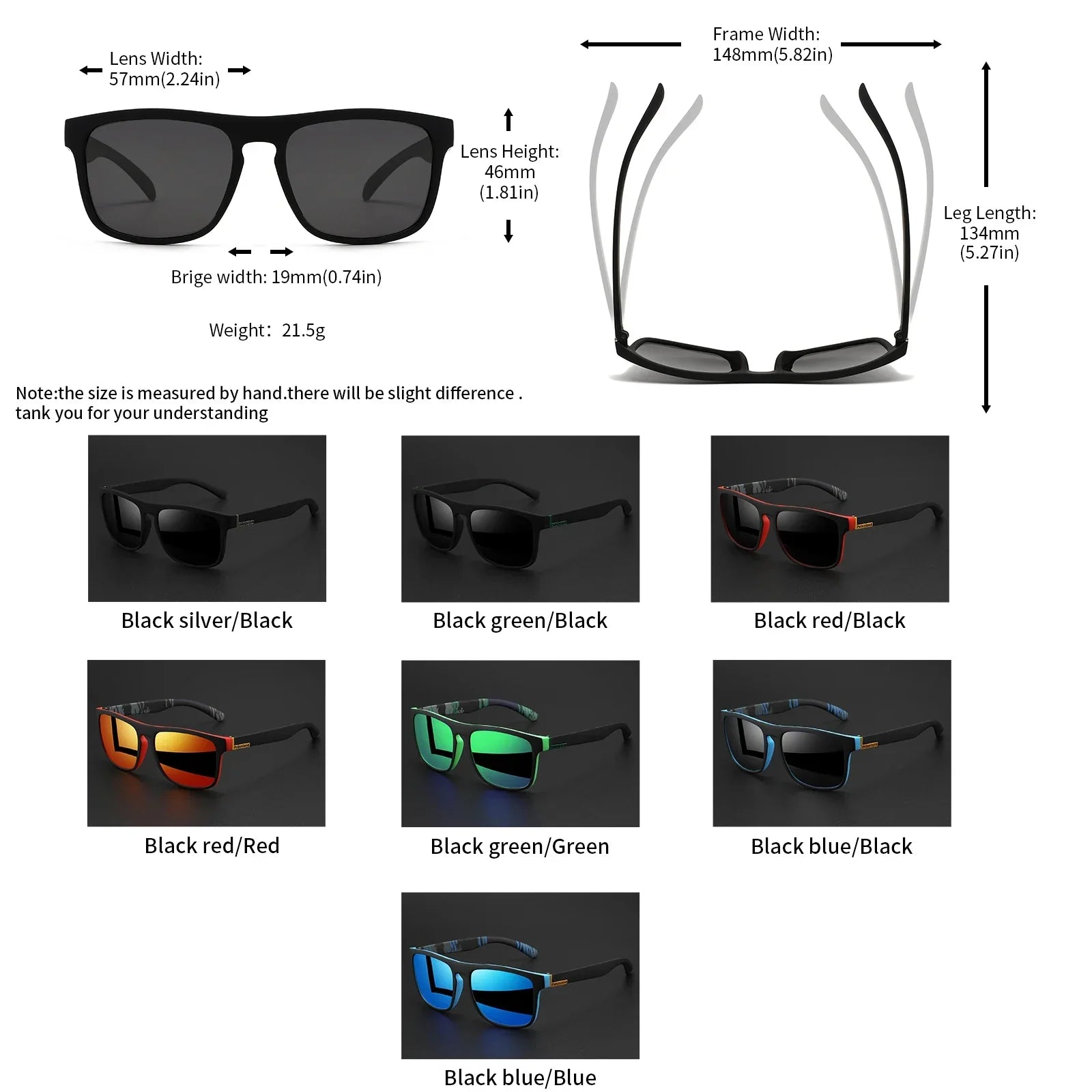 4PCSClassic Square Polarized Sports Sunglasses Lightweight PC Frame UV400 for Driving Fishing Cycling Unisex Everyday Durability