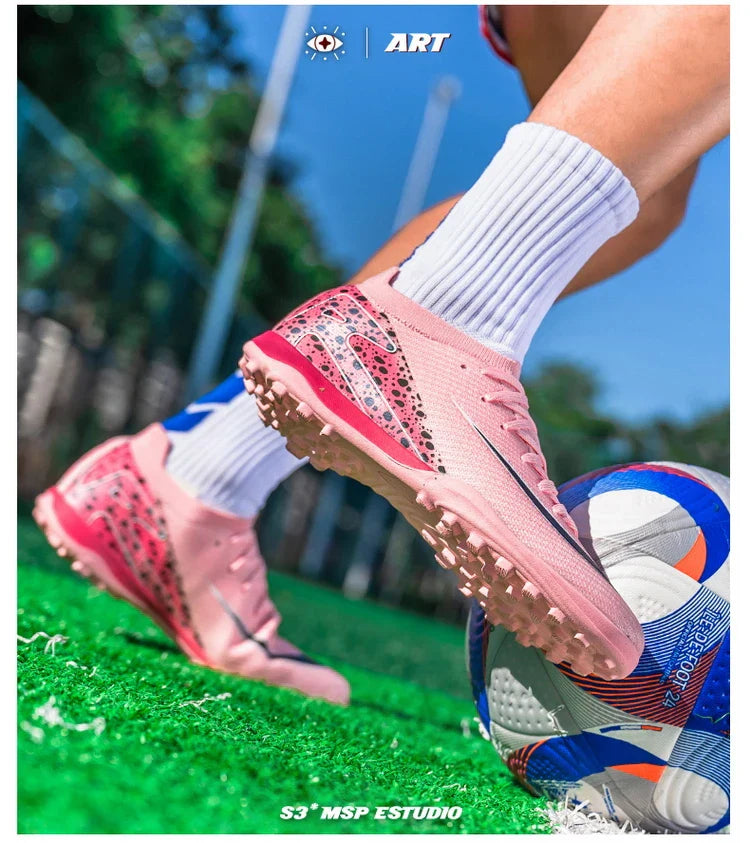 Soccer Cleats for Men Women AG/TF Breathable Cushioned Insole Anti-Slip Outdoor Sports Artificial Grass Football Boots