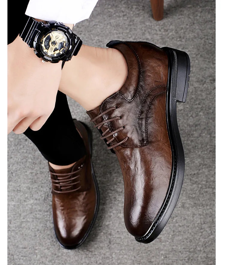 Leather Casual Elevator Shoes for Men 10cm Invisible Height Increase Casual Sneakers Business Formal Shoes