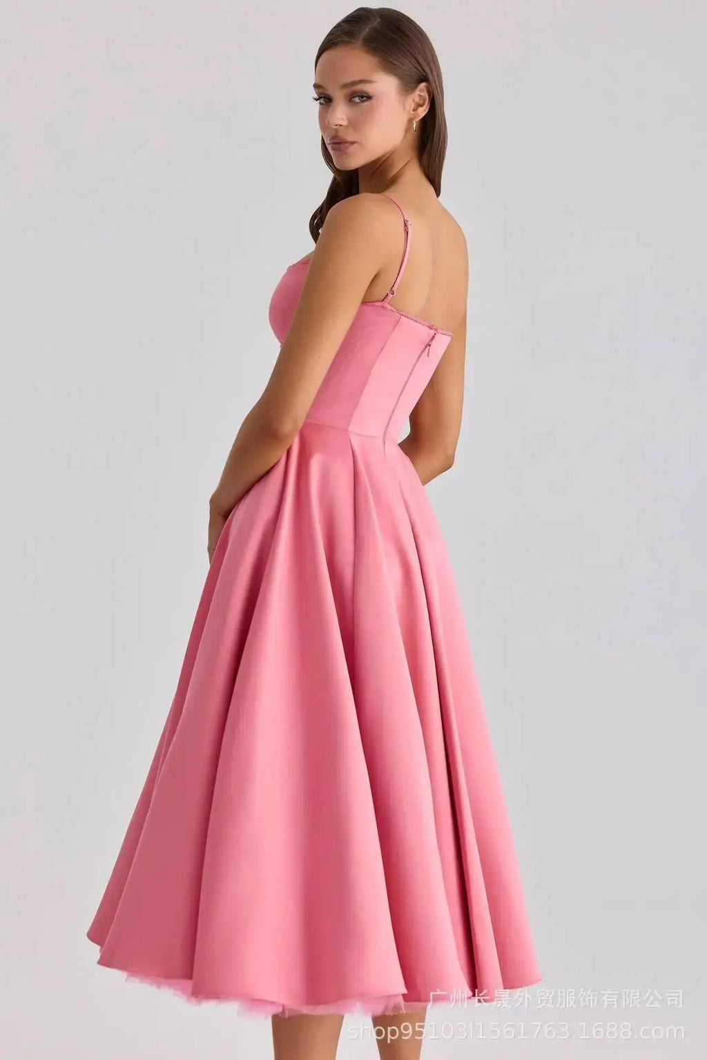 2026 Spring/summer High End Satin Strapless Heavy Industry French Waist Strap Sexy Hot Girl Medium Long Dress Women Elegant