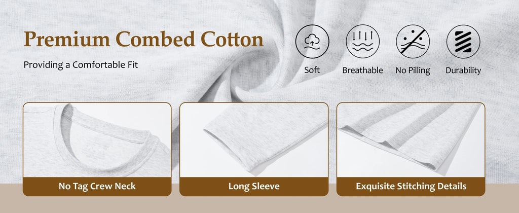 Men's Long Sleeve T-Shirt Cotton Crew Neck T-Shirt Casual Light Work Spring and Autumn Tops
