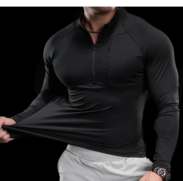 Gym Fitness Quick Dry Shirt Men Running Sport Long Sleeves T-shirt Trackwear Tee Tops Autumn Male Bodybuilding Training Clothing