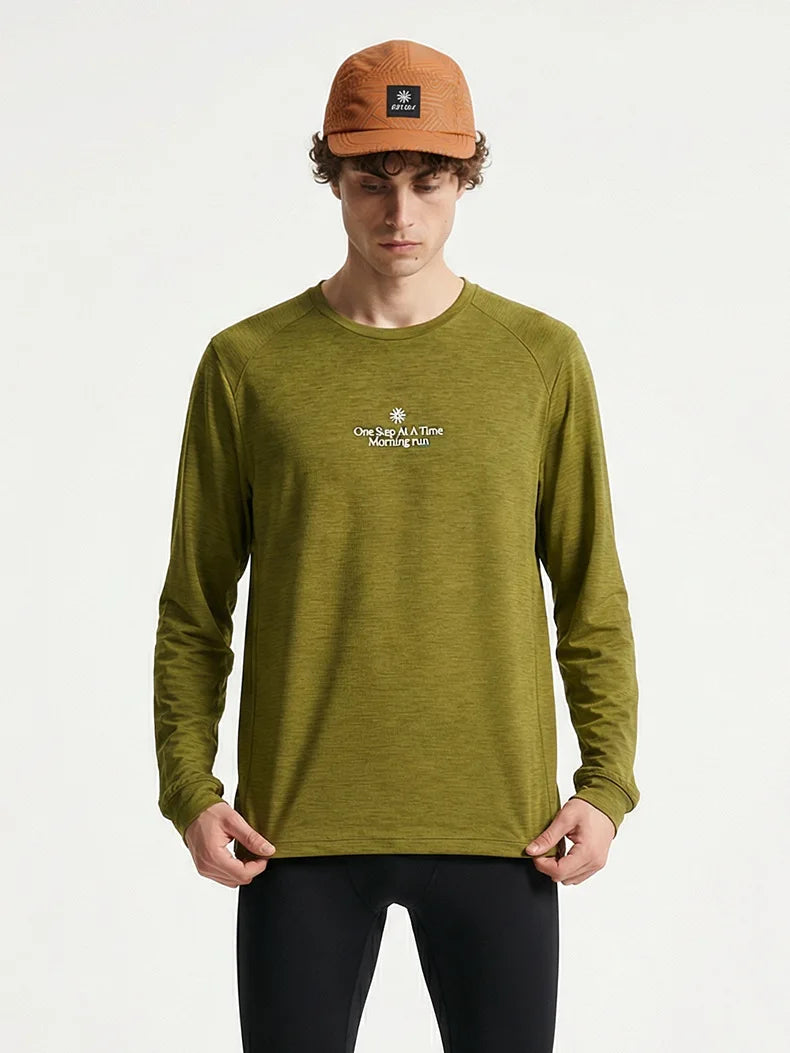 Men's Long Sleeve Quick Dry Sports T-Shirt Moisture Wicking Gym Fitness Top Outdoor Running Hiking Activewear Workout Tee
