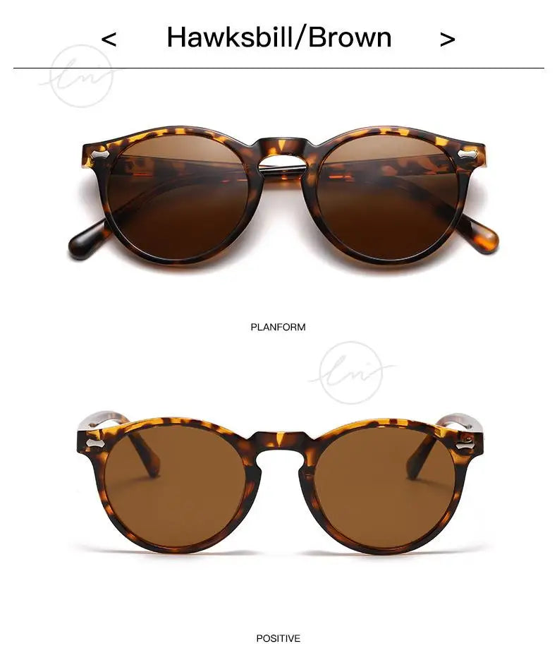 Retro Round Polarized Sunglasses Women Men Classic Leopard Frame Driving Shades Vintage Sun Glasses Unisex UV400 Gafas De Sol