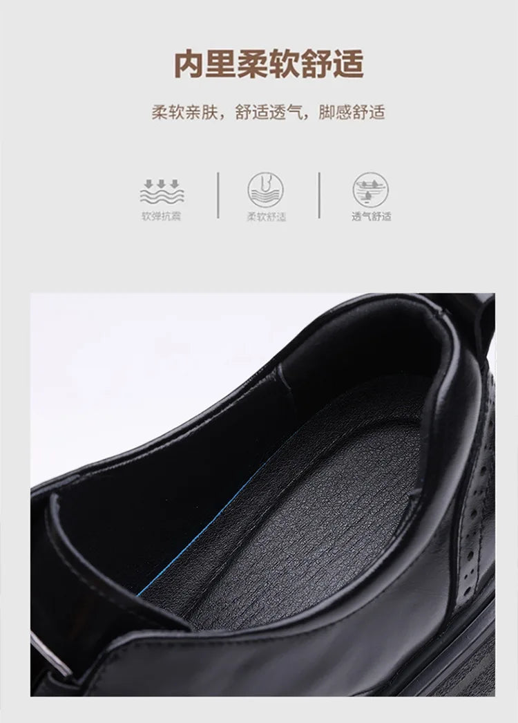 Spring Autumn New Increase Leather Shoes for Men Black Business Casual Platform Shoes Male Fashion High Quality Dress Shoe Man