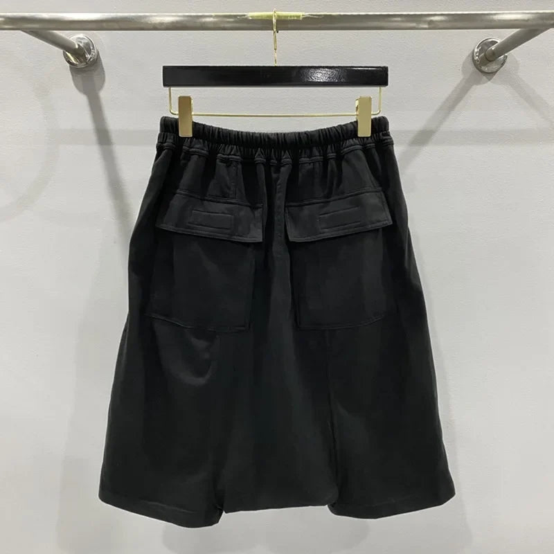 Summer New Men's Tide Y2K Original Design High Street cotton Fashion Punk Dark Casual Loose Cropped Pants Shorts Ins HK5611