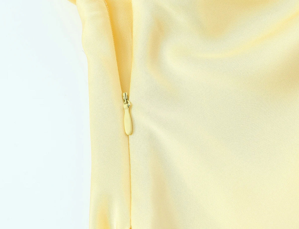 Chic Sexy 2026 Women Mini Dress Fashion Summer Asymmetric Neck-mounted Mini Dress Lace Yellow Sleeveless Female Vestidos