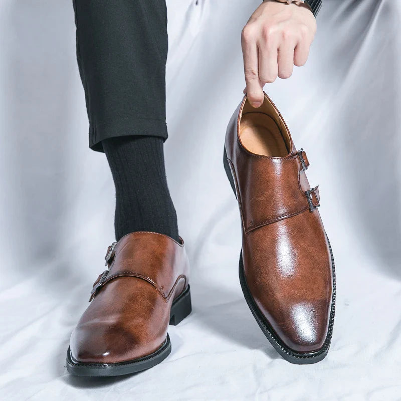 Classic Retro Dress Men's Leather Shoes – Brown/Black, Sizes 40–48, Adult Formal Footwear