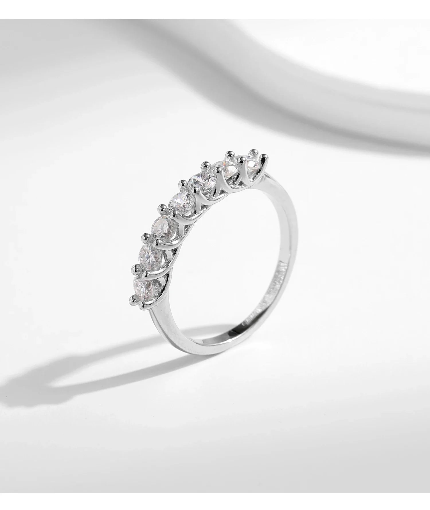 Moissanite Wedding Band 925 Sterling Silver Ring Platinum Plated Lab Diamond Stackable Crown Jewelry For Women Gifts
