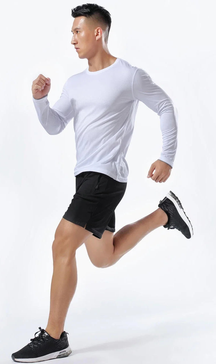 Men Running Sport Shirts Tops Long Sleeve Plus Size Tees Dry Fit Breathable Training Clothes Gym Sportswear Fitness Sweatshirts