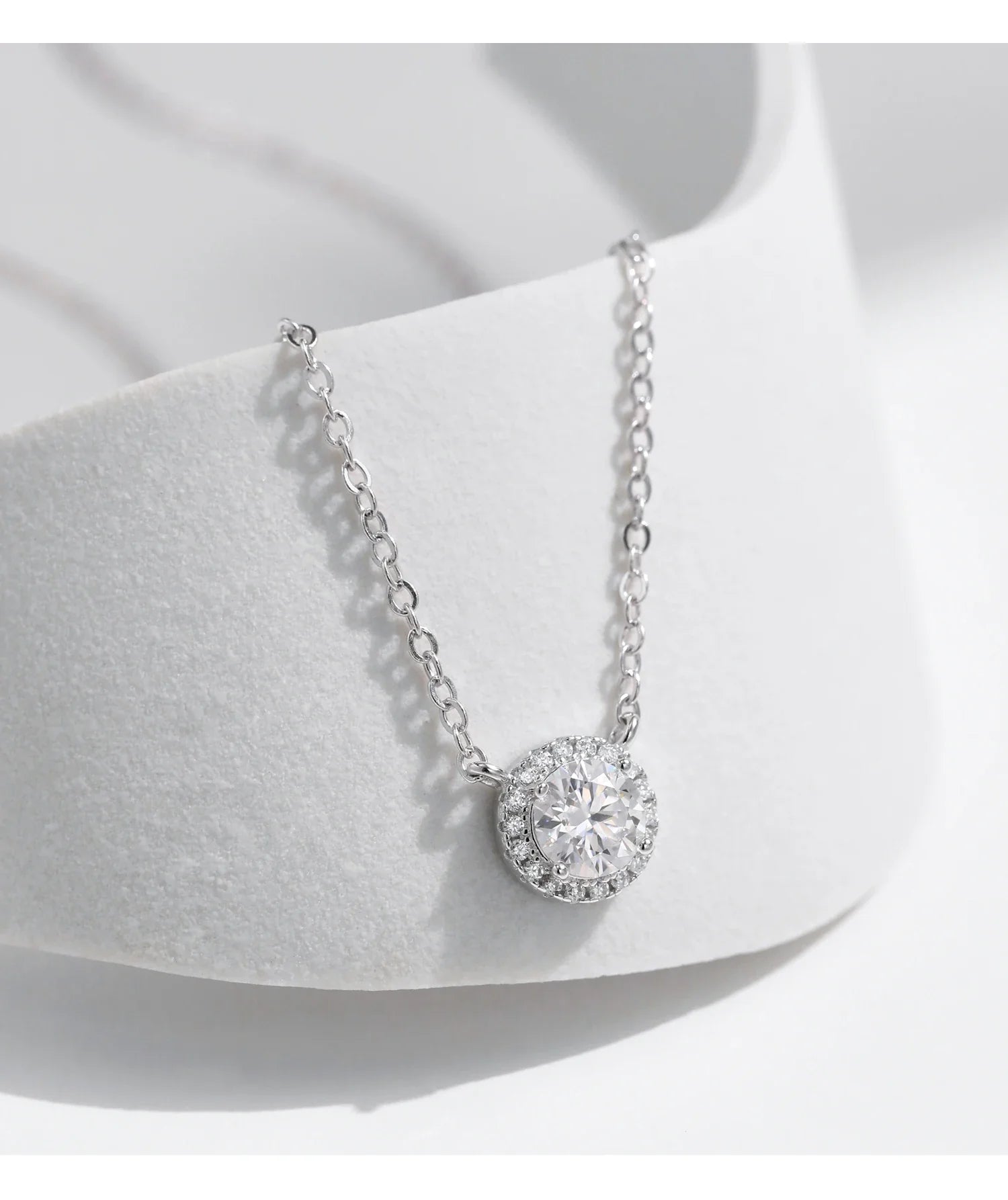 MODIAN Square & Round Halo Moissanite 925 Sterling Silver Pendant Necklace D Color VVS1 Lab Diamond Necklace For Women Jewelry