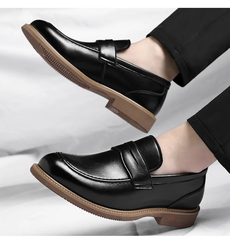 British Style Business Casual Shoes for Man Spring Autumn New Designer Leather Shoes Male Solid Color Men's Dress Elegant Shoe