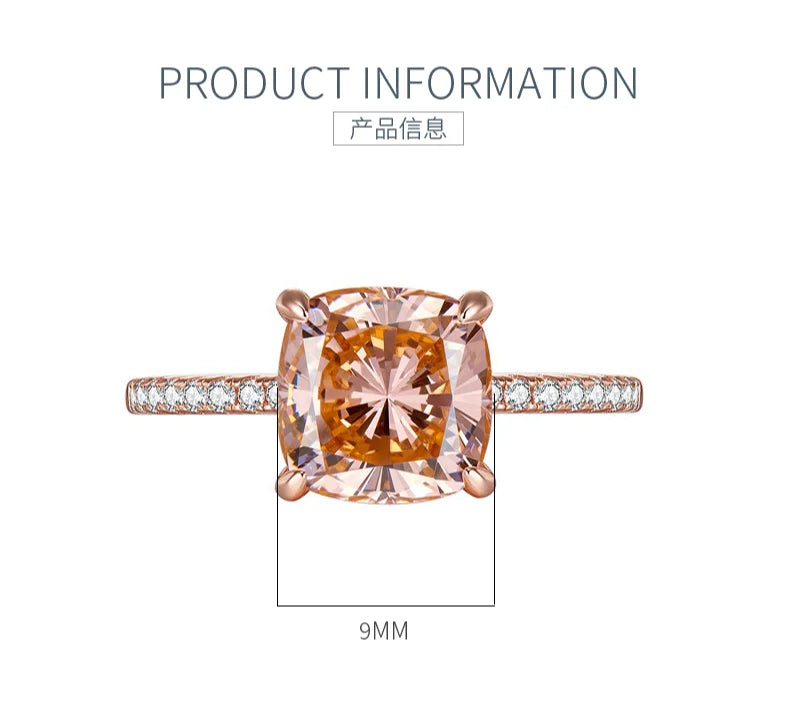 4-carat Morganite 925 sterling silver ring, light luxury, niche, exquisite, high-end, cool style, rose gold plated diamond ring