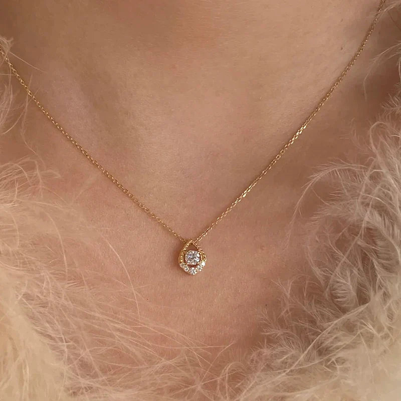 D VVS1 0.5CT Moissanite Necklace for Women Mermaid's Tears Pendant Wedding Party Fine Jewelry S925 Sterling Silver Gifts
