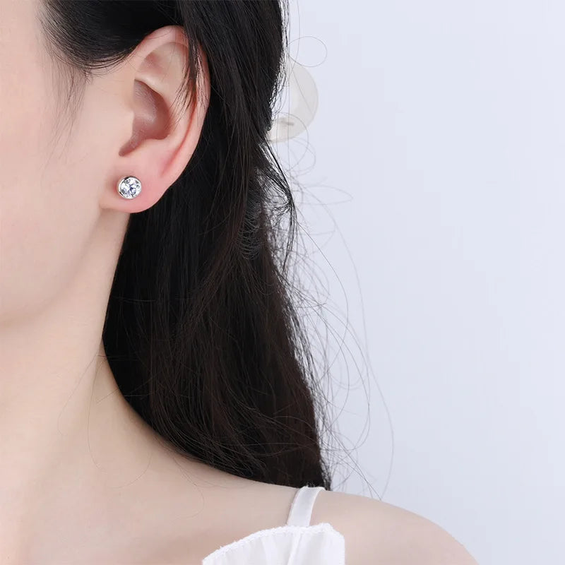 0.3/0.5 Carat Round Moissanite Diamond Stud Earrings For Women S925 Sterling Silver Pendientes Wedding Party Fine Jewelry