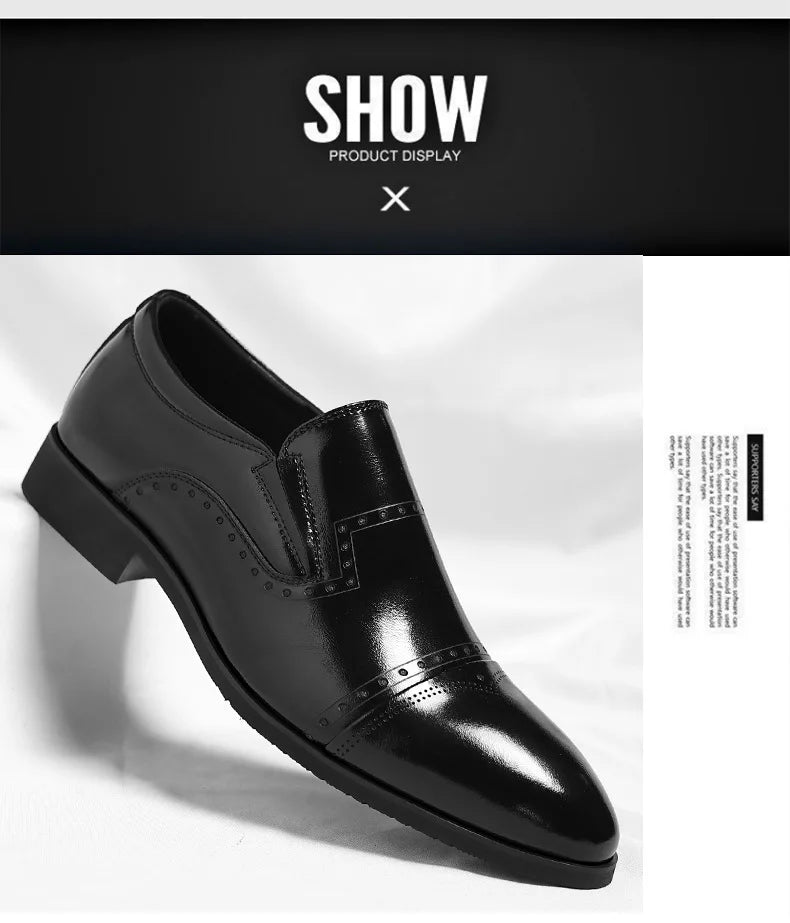 Big Size Dress Shoes for Men Solid Color Summer Autumn Fashion Business Casual Shoes Male British Style Cow Leather Shoe Man
