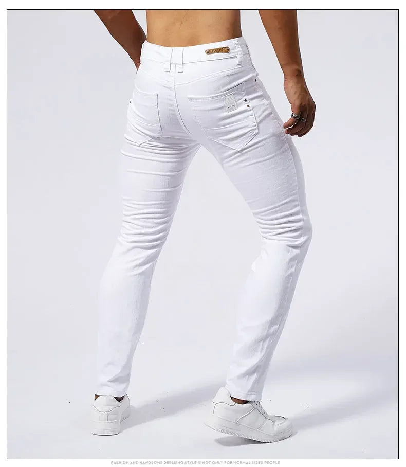 Men's White Casual Jeans New Denim Pants Comfortable Fashion Stretch Slim Fit Straight Trousers Male Clothing Streetwear Jeans