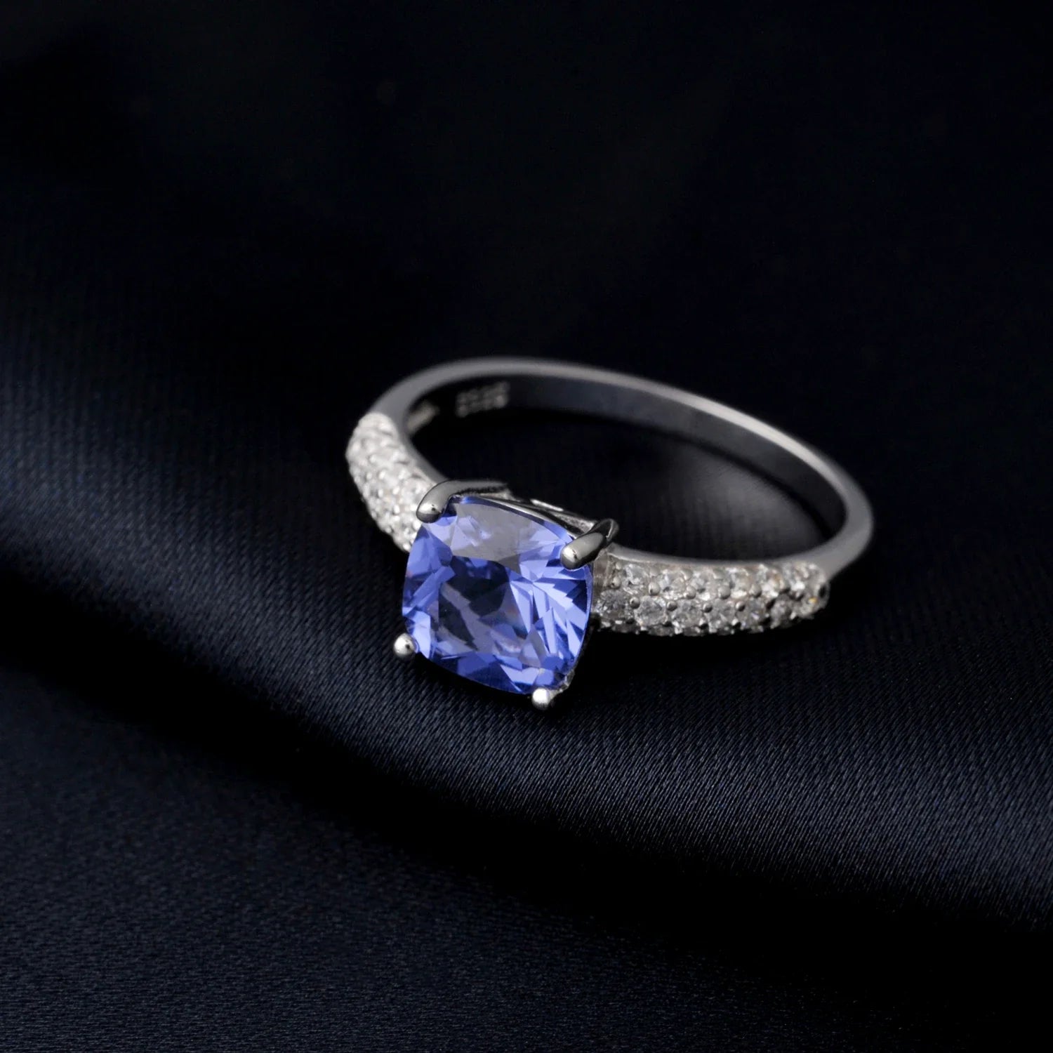 2.22ct Created Sapphire Nano Emerald Tanzanite Solitaire Ring 925 Sterling Silver for Women Daily Party Jewelry  sets gift