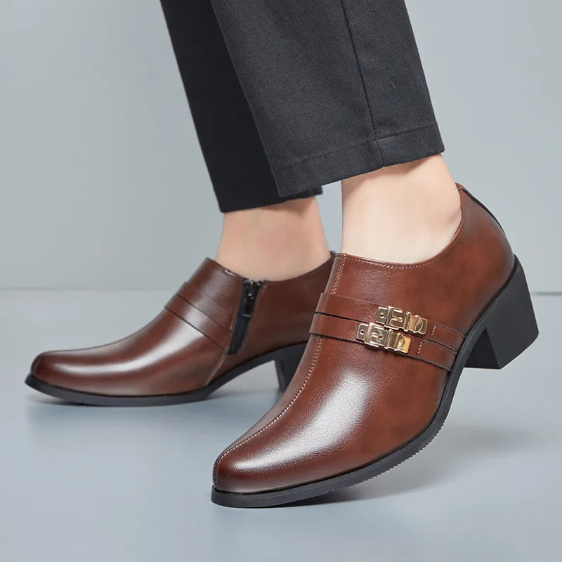 Retro Brown Men's Formal Leather Shoes – Classic Business & Wedding Footwear