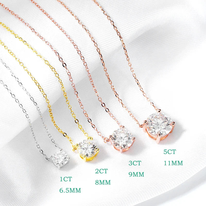 1-6CT Brilliant cut Moissanite Necklace for Women Solitaire Pendant Luxury Female Neck Chain 925 Sterling Silver 100%