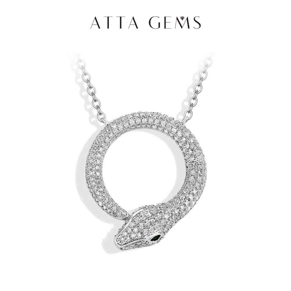 Moissanite Necklace Original Snake Pendant 925 Sterling Silver 18KGold Plated for Women Man Birthday Gift Party Jewelry