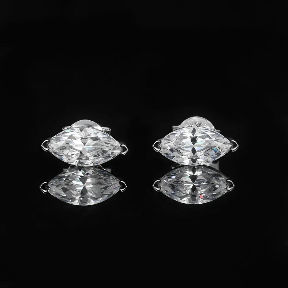 0.5/1carat Marquise Cut Moissanite Chain Earrings for Women Pear Cut Solitaire Lab Diamond Stud/Drop Earring 925 Silver with GRA