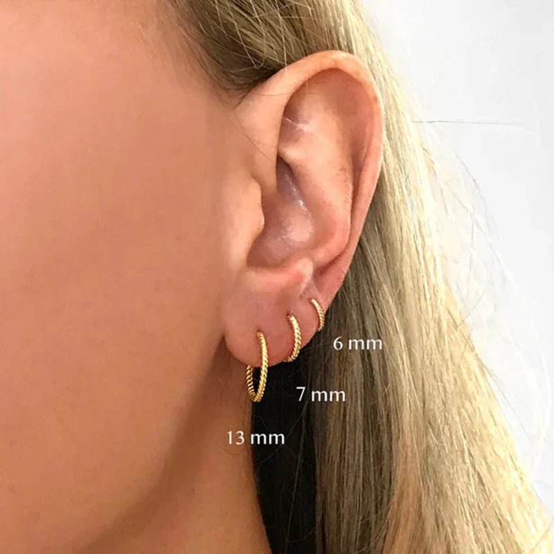 1pair 925 Sterling Silver Hoop Earring 6/7/8/13mm Circle Round Huggies for Women Men Ear Ring Bone Buckle Fashion Jewelry