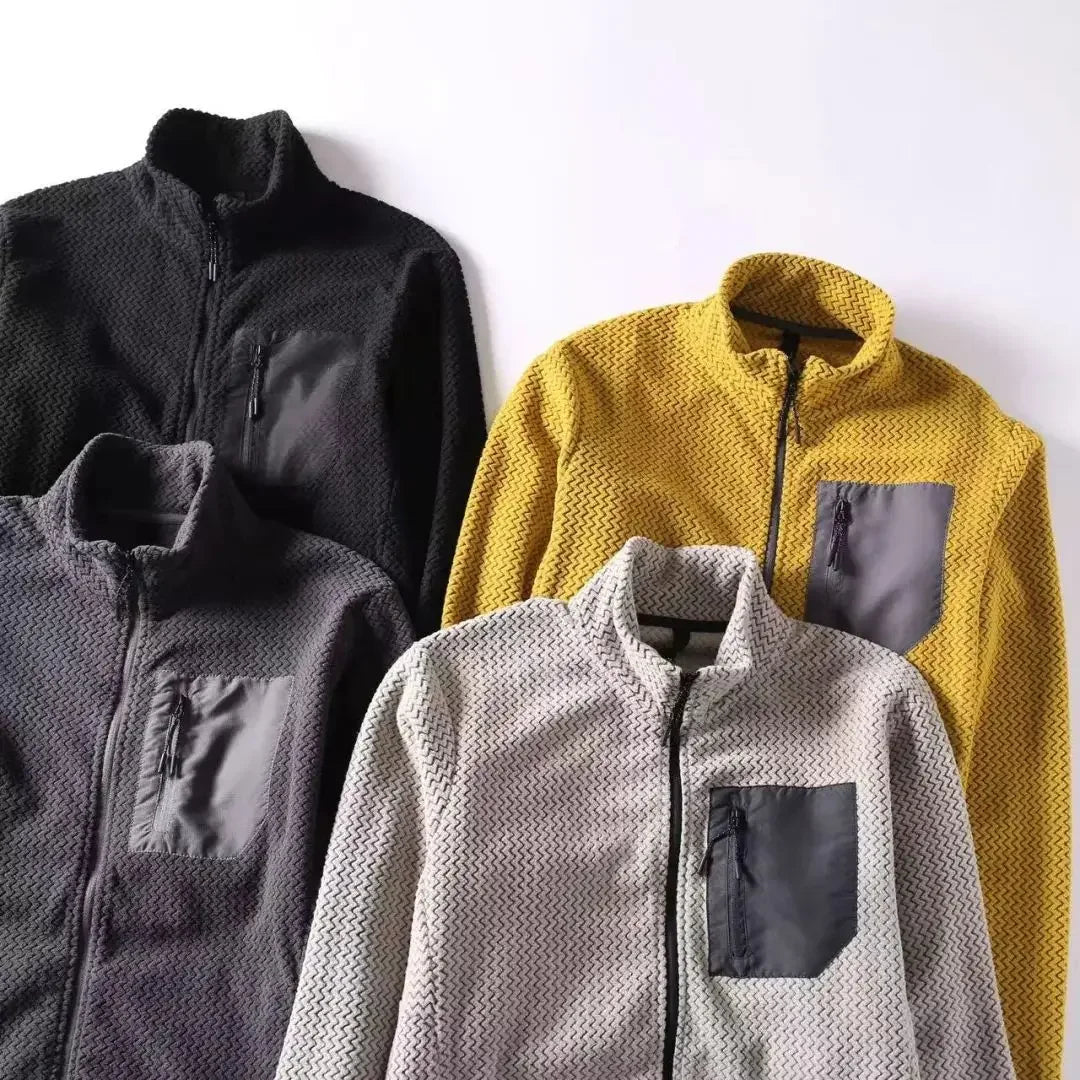 2026 Outdoor Men's Fishing Mountain Climbing Travel Sports Rock Climbing Hunting Camping Shooting Wool Stand-up Collar Jacket