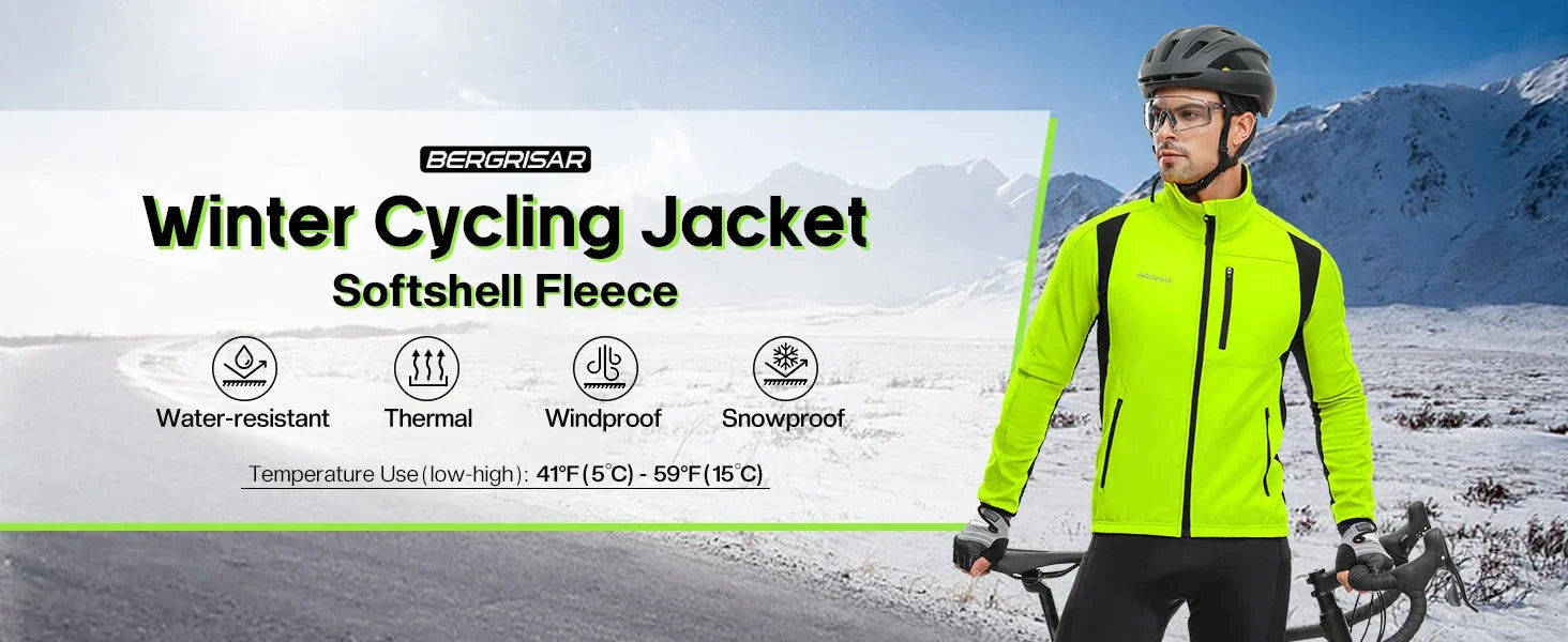 Men's Winter Cycling Jacket Softshell Windproof Thermal Fleece Bike Jacket Running Jacket Windbreaker BGA025