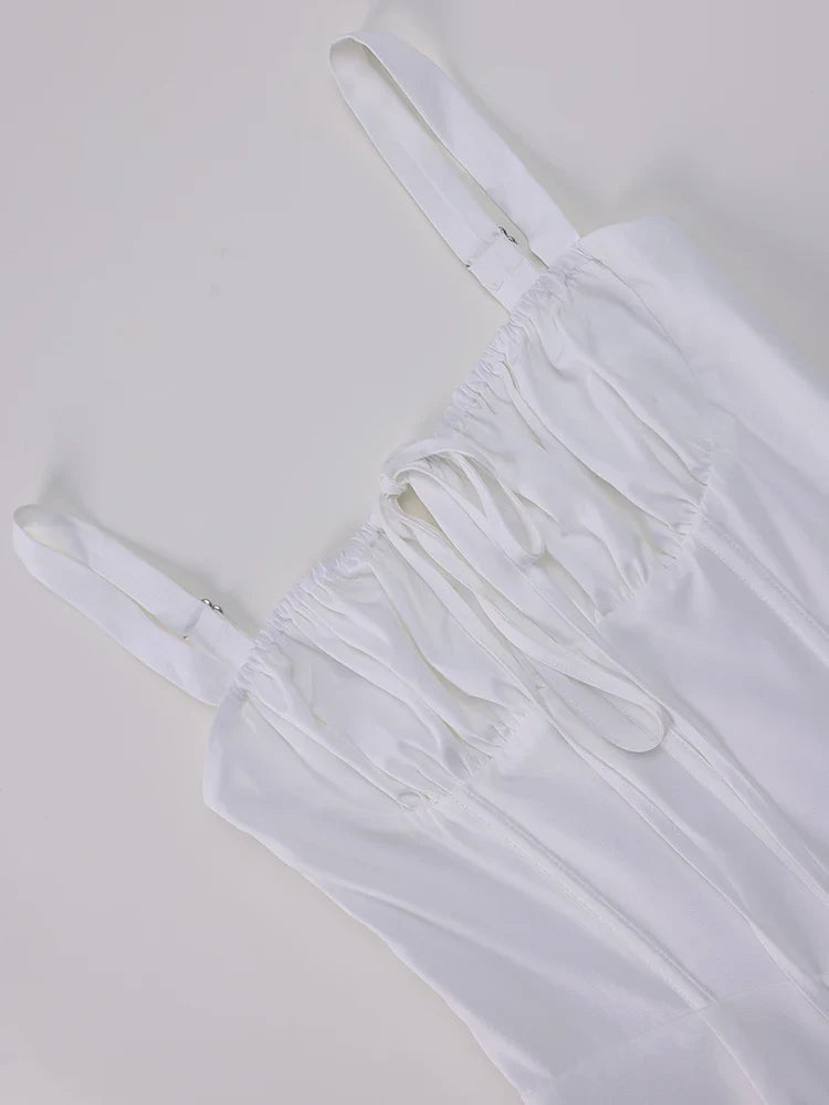 NewAsia Summer Sweet Solid Sleeveless Long Dress Women Fashion Bandage Camisole Dresses Padded Boned Robe Elegant Party Vestidos