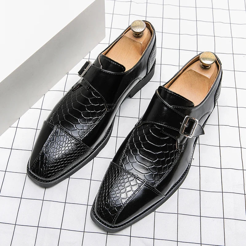 Leather Designer Brand Monks Snake Luxury Men Casual Office Business Man Loafers Mens Moccasins Driving Wedding Dress Male Shoes