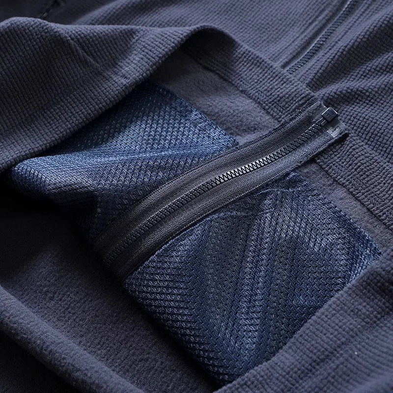 Outdoor Lightweight Fleece Sweatshirt Jacket Men's Zipper Closure Stand Collar Technical Fabric Comfortable Youth Fashion