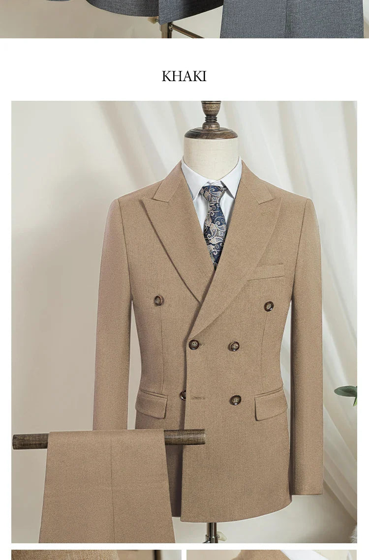 Turkish style Elegant Man Suit khaki 2 Pcs Set Modern Wedding Party Suits for Men Stylish Business office suit