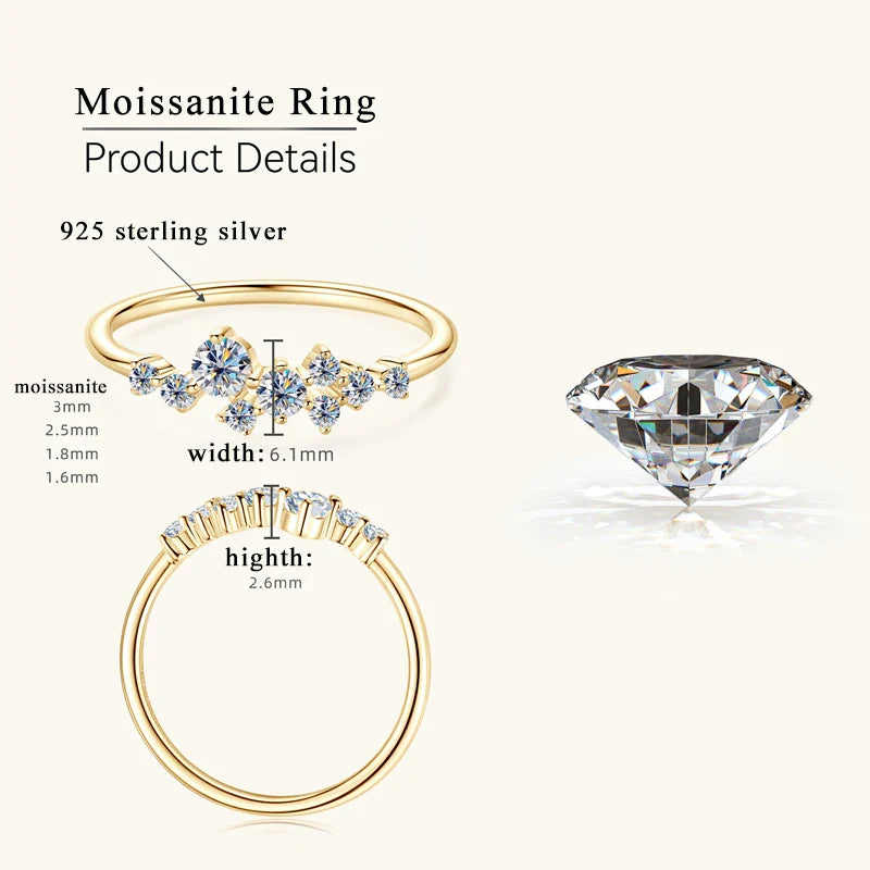 Moissanite Diamond Necklace Ring 925 Sterling Silver Cluster Pendant Jewelry Set For Women Laides Engagement Rings Gift