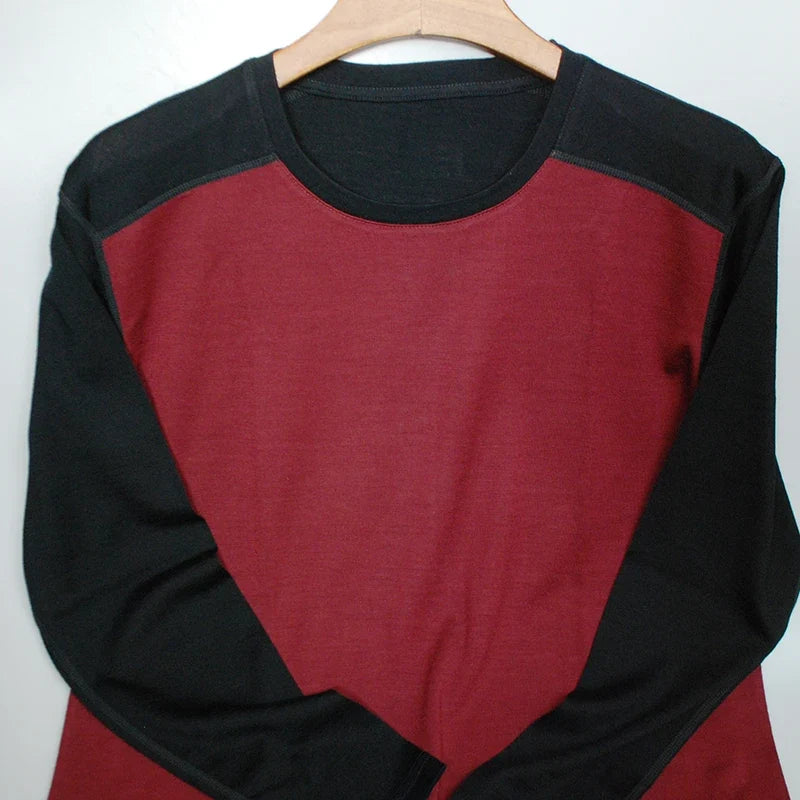 100% Merino Wool men long sleeve T Shirt Thermal Base Laye Wool Shirt 200gsm Wicking Breathable Anti-Odor