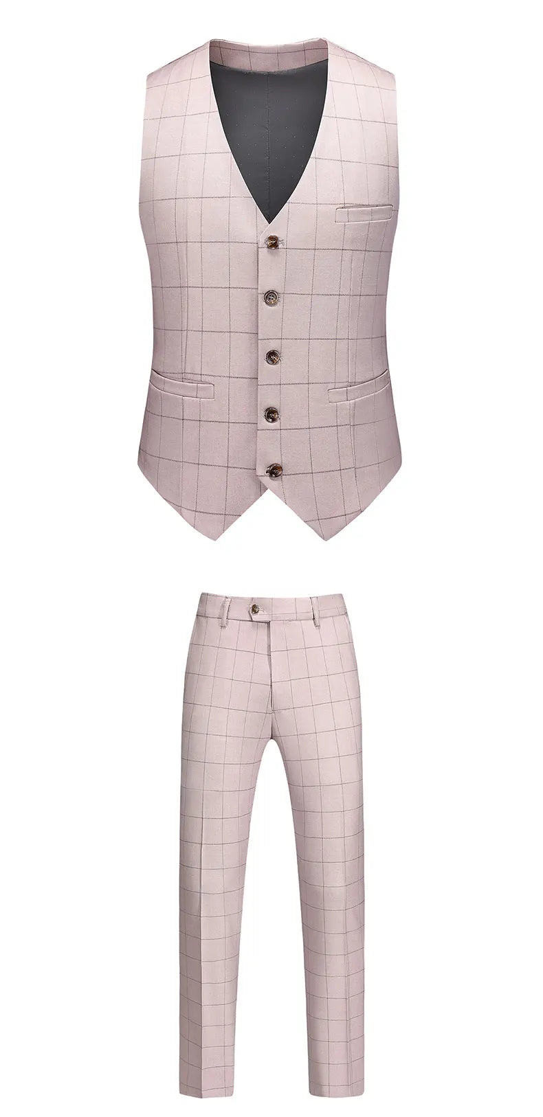 ( Jacket + Vest + Pants ) Fashion Boutique Plaid Mens Casual Business Suit Groom Wedding Dress Formal Slim Plaid Suit