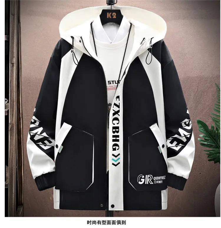 Spring Autumn Casual Men Sets Jacket + Pants Two Pieces Fashion Korean Trend Hooded Baseball Uniform Suit Man Outfit