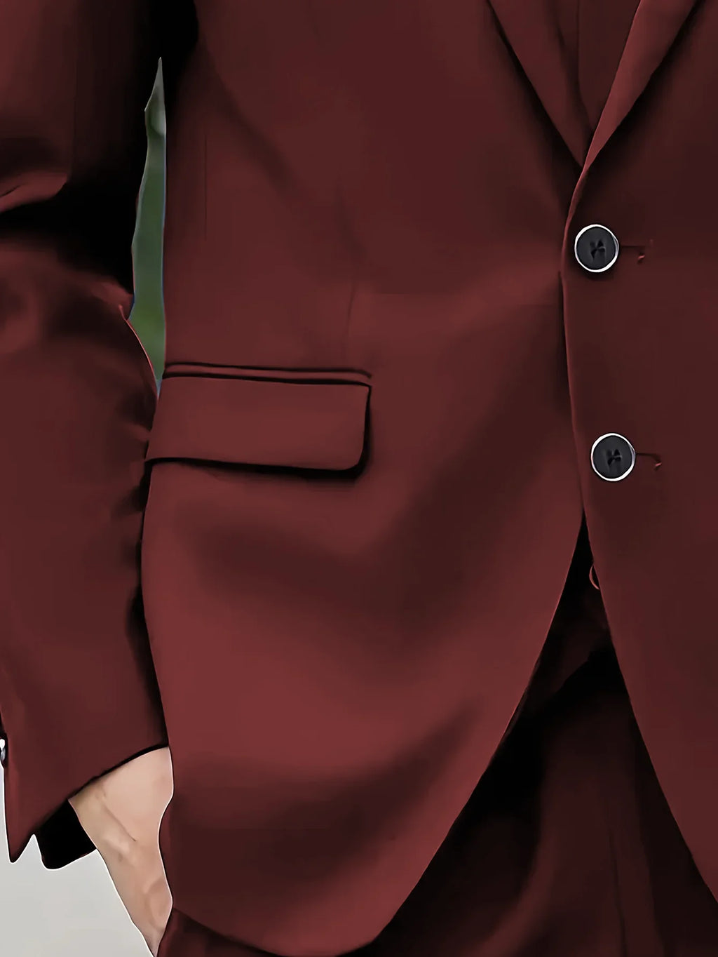 Men's Burgundy 2-Piece Suit Set (Blazer + Trousers Only, No Vest Included),Slim Fit Formal Business Wedding Party Jacket & Pants