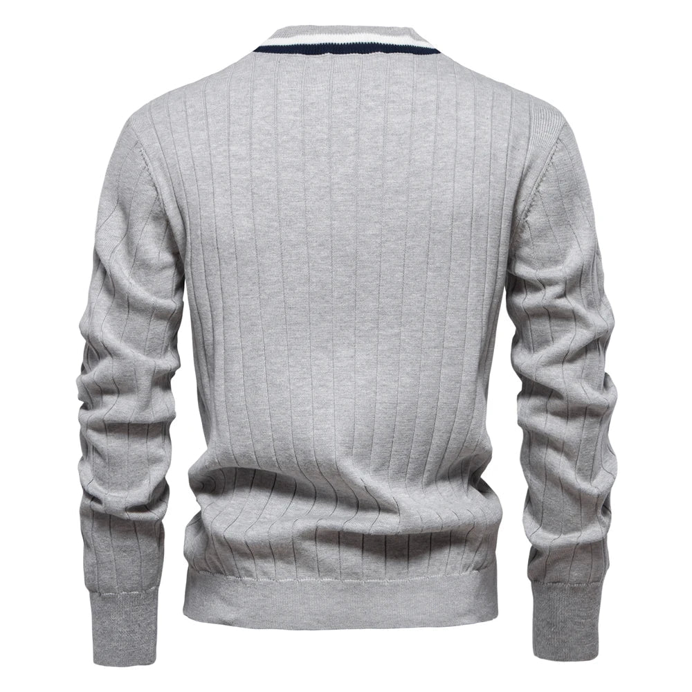 Brand Men's Cotton Cardigan Sweater V Neck Button-up Casual Youth Knit Sweaters for Men