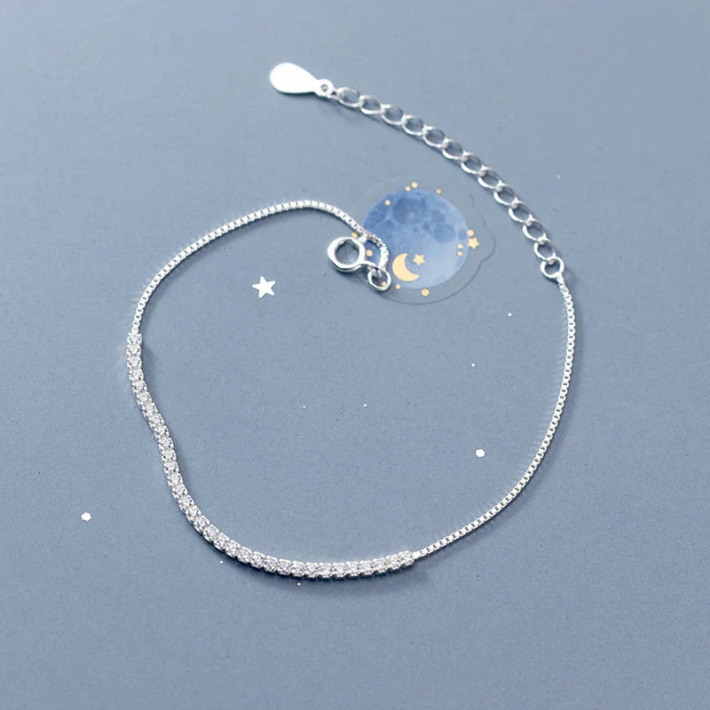 None925 Sterling Silver Clear CZ Twinkling Exquisite Zirconia Adjustable Bracelet Chain for Women Wedding Fine Jewelry Gifts
