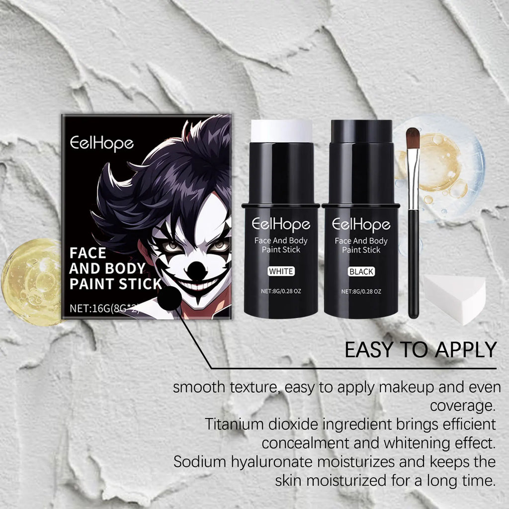 Halloween Face Paint Sticks Kit Vibrant Costume Makeup Set for Kids Adults Washable Cream-Based Face Paint for Body Art
